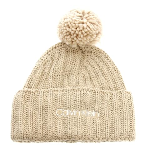 Bonnet CK Calvin Klein avec revers et pompon pour hiver style oversized original