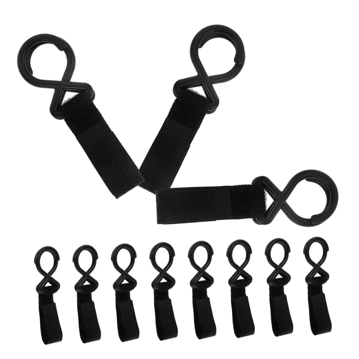12pcs Heavy-Duty Stroller Hooks with Nylon Hook and Loop Fastener Straps Hanging Clips for Diaper Bags Shopping Wheelchairs and Walkers Organizer Accessories for Busy Parents