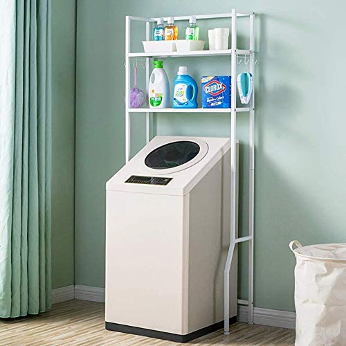 Waschmaschinenlagerregal Mit 2 Maschenregalen Badezimmerregal Mit Verstellbarem Schraubpad Lagerung über Waschtrockner Platzsparer Einfach Zu