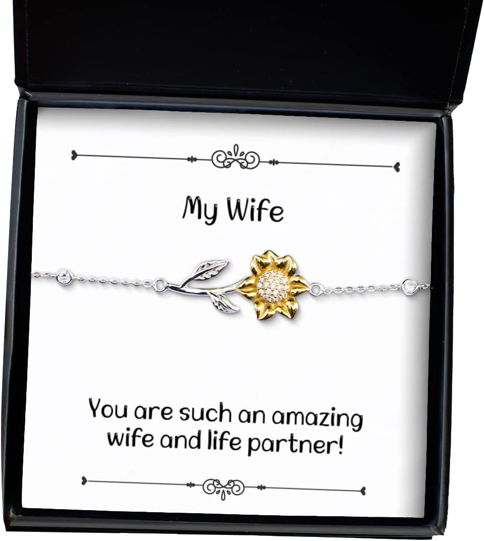Cool Wife, You are Such an Amazing Wife and Life Partner!, Nice Holiday Sunflower Bracelet for Wife