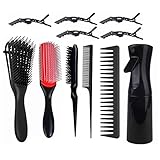 wxnzsl Detangling Brush Set for Curly Hair with Hair Spray Bottle,Detangler Hair Brush,9 Row Nylon B