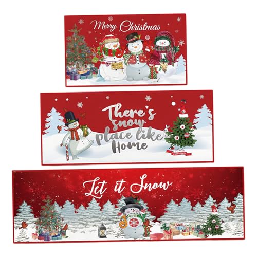 Lot de 3 tapis de cuisine Noël de qualité supérieure : motifs sapins et douceur absolue