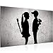 Produktbild Bilder Banksy Junge trifft Mädchen Wandbild 70 x 40 cm Vlies - Leinwand Bild XXL Format Wandbilder Wohnung Deko Kunstdrucke - MADE IN GERMANY - Fertig zum Aufhängen 302114a