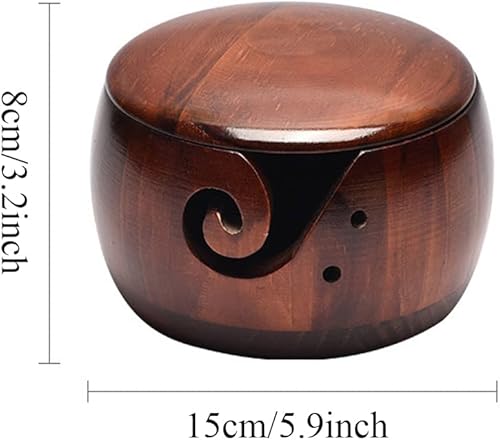 Miniatura 3 de Tazón de hilo de madera, cuenco de hilo para tejer, cuencos de hilo de ganchillo, soporte para bolas, cuenco de almacenamiento para tejer bricolaje,