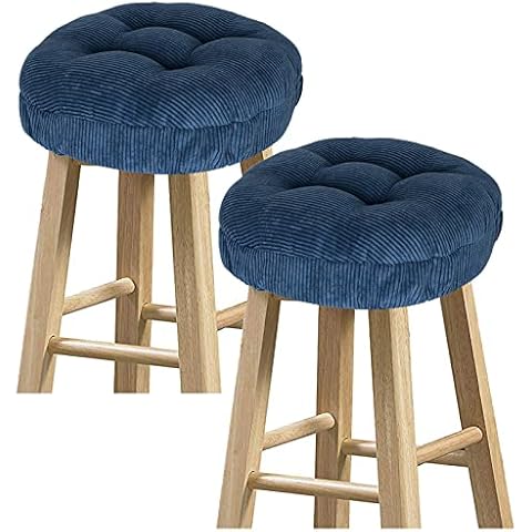 baibu Set of 2 Stool Covers Round, Super Soft Corduroy Round Bar Stool Cushion Covers Seat Cushion - 2 Cushions Only (Corduroy-Blue, 12" (30 cm)) Cover