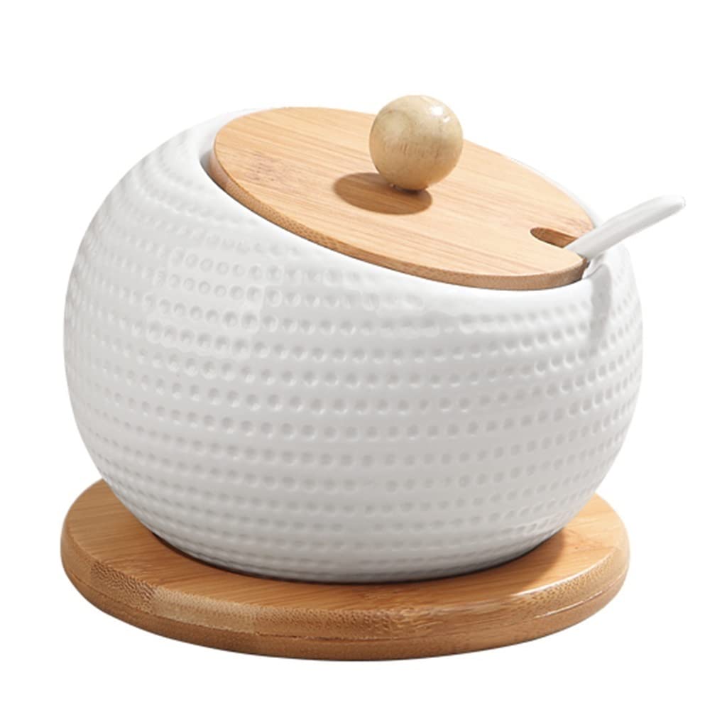 Mokid Seasoning jar Salt Cans Pepper Cans Single Large Capacity Condiment Box Ceramic White Seasoning Jar Kitchen Household Spice Jar Seasoning Jars On The Table (Color : WhiteA, Size : 9 * 10.5cm)