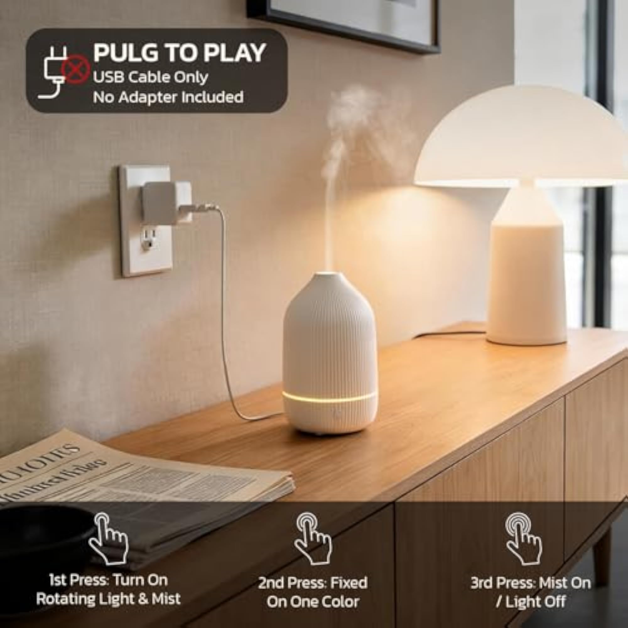 Essential Oil Diffuser, 100ml Aromatherapy Mini Ultrasonic Diffuser