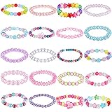 20 Pieces Girl Beaded Bracelets Cute Rainbow Bead Bracelets Colorful Bracelets Princess Bracelets Stretchy Bead Bracelets for Prince Birthday Present (Elegant Style)