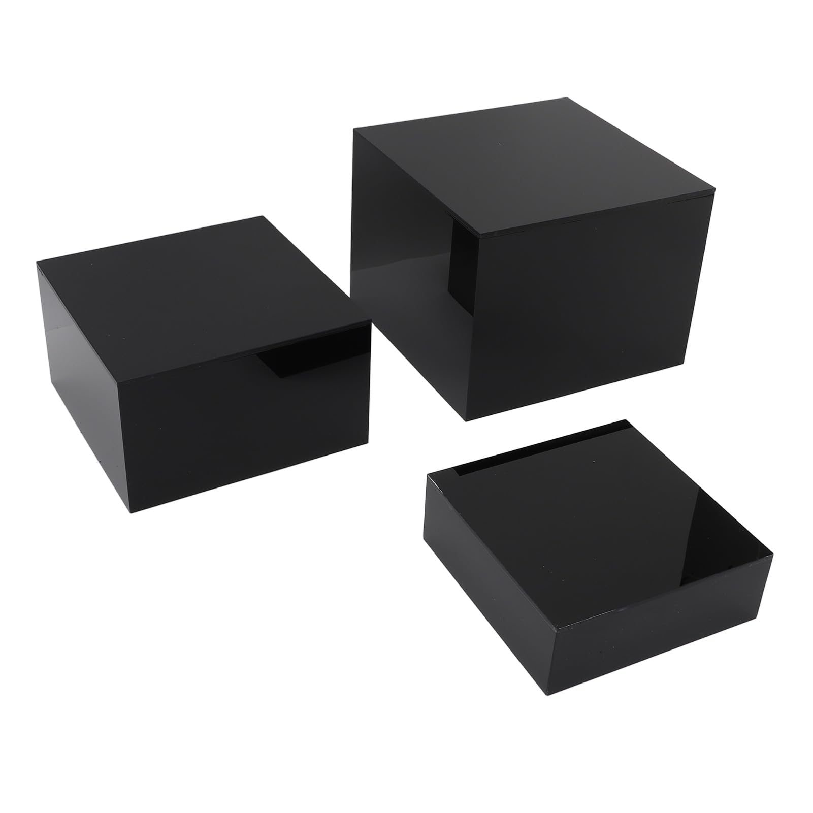 Acrylic Dessert Table Risers, Acrylic Display Stands Cubic Nesting with 5 Sided Design, Glossy Appearance for Buffet Tables Display,Used for Food Risers (Black)