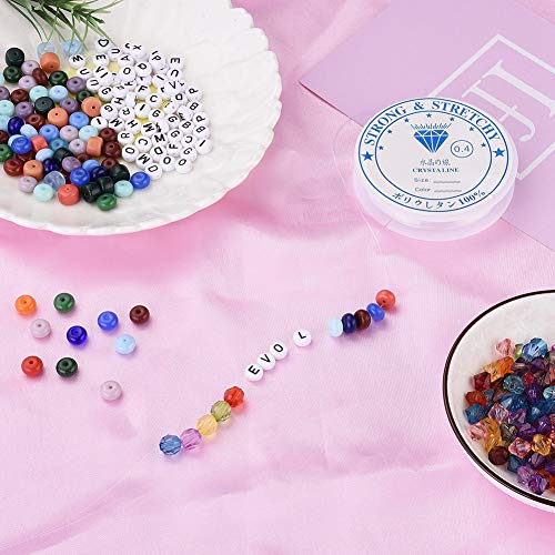 Hilo elástico para abalorios de 0,4 mm, cuerda transparente de cristal para joyería y cuentas 5