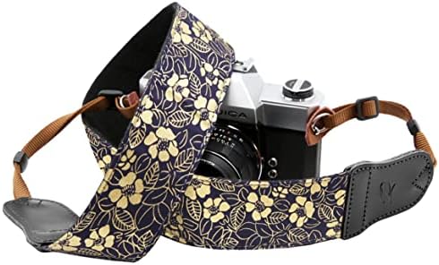 Red Flower Camera Strap - Double Layer Cowhide Ends,2"Wide Pure Cotton Embroidered Woven Camera Strap,Adjustable Universal Neck & Shoulder Strap for All DSLR / SLR Cameras,Gift for Photographers