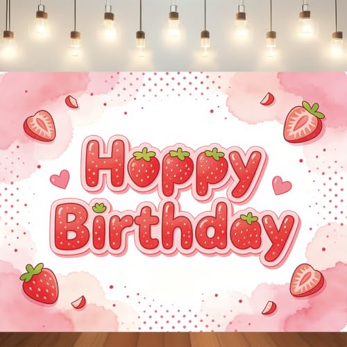 Toile de fond aquarelle fraise anniversaire bébé motif lettre de baie
