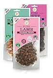 100% Pure dried fresh meat/fish Training Treats for dogs 3 x 85g variety bundle (Lamb, Salmon & Beef)