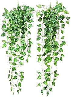 i3a Artificial Ivy Leaves|Fake Ivy Plant Garland|Artificial Hanging Ivy Vine|Decorative Faux Foliage|Hanging Ivy Garland Decoration Pack of 2|Perfect For Garden, Wedding, Outdoor Backdrop Decorations