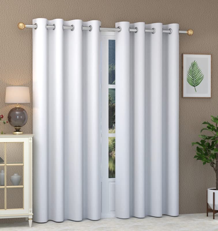 Exporthub Premium Blackout Curtains 7 feet Long Set of 2 Piece White Color Solid Room Darkening Blackout Door Curtain - (EHSPR242_74)-image-34
