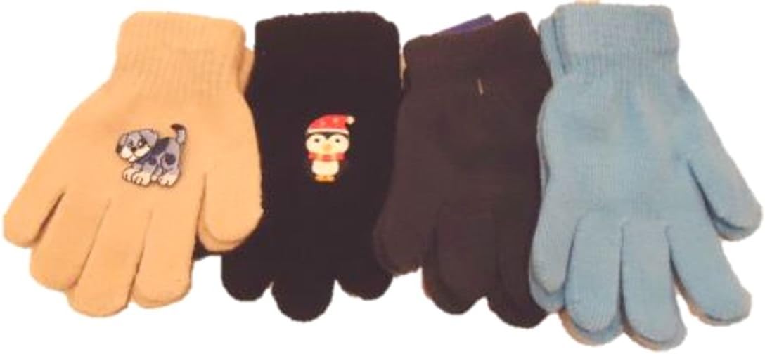 Four Pairs Magic Stretch Gita Gloves for Infants Ages 1-3 Years