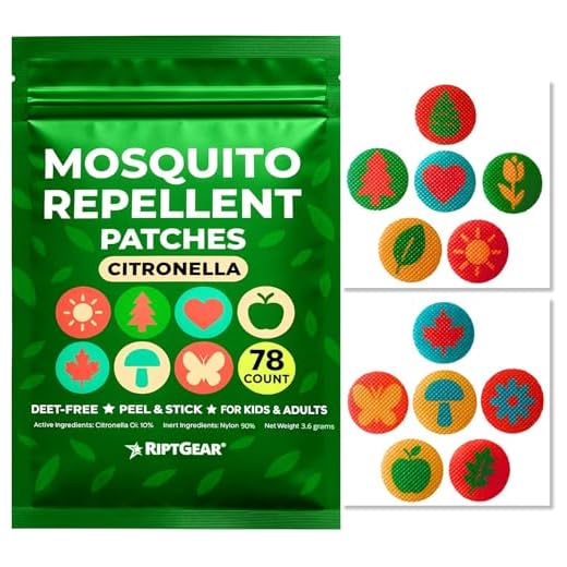 RiptGear Mosquito Repellent Patches - 78 Pack of Bug Repellent Stickers for Kids and Adults, Natural Mosquito Repellent Sticker, Citronella Patch Sticks to Any Surface - DEET Free Mosquito Repellent