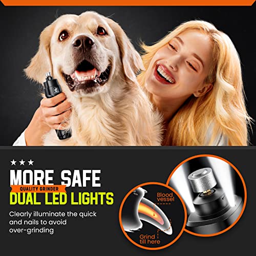 Lopsic Dog Nail Grinder With 2 Led Lights, 2-Speed Powerful Rechargeable Dog Nail Trimmers And Clipper Kit Ultra Quiet Painless Pet Dog Nail Clipper Quick Grooming For Small Medium Large Dogs & Cats #TOP1