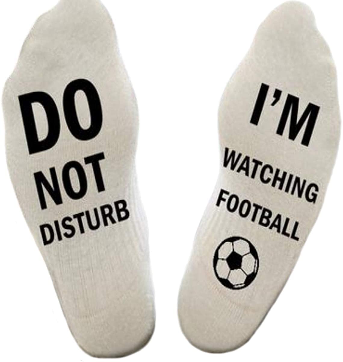 Zkxiyuan Do Not Disturb I'm Watching Football Socks Funny Novelty Socks Football Gifts for Men Teen Boys Sons Husbands Dad Football Lovers (White)