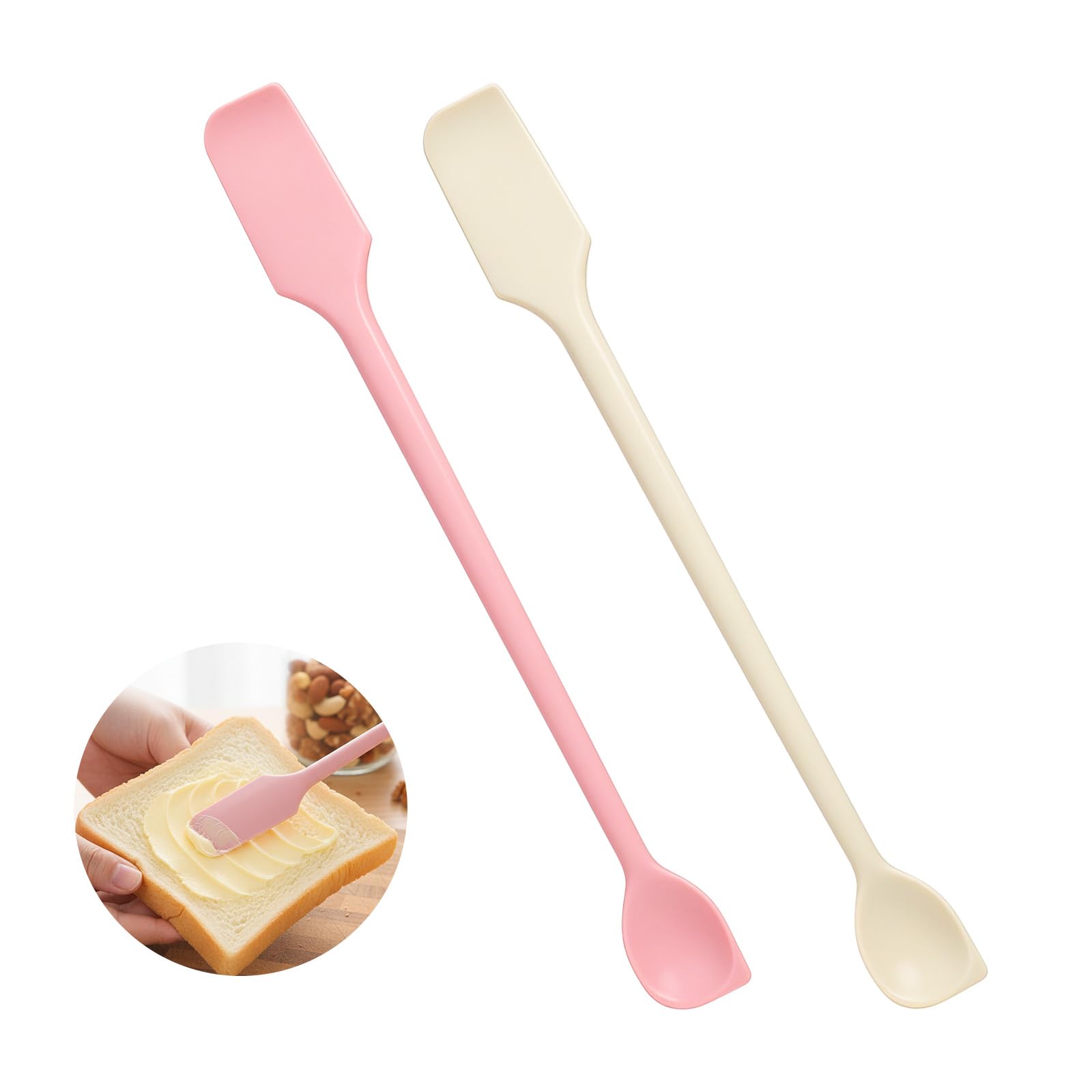 Silicone Spatula Spoon, 2 Pcs Double-Headed Jar Scraper