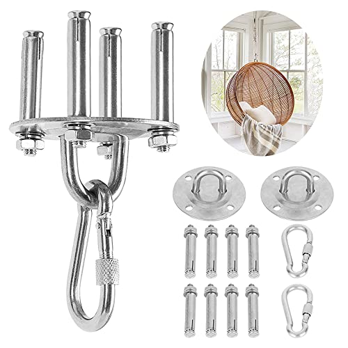 Lifreer Colgador De Columpio De Servicio Pesado, Gancho De Hamaca Giratorio De 180 ° Ganchos De Suspensión Gancho De Techo De Acero Inoxidable para Colgar Yoga Columpio Hamaca Boxeo Saco De Boxeo Cover