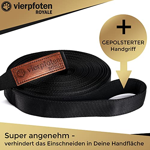 VierPfoten Schleppleine für Hunde, 5m, 10m, 15m, 20m, Robuste Hundeleine, Trainingsleine, Griffpolster, Aufbewahrungsbeutel, stabilem D-Karabiner (5m)