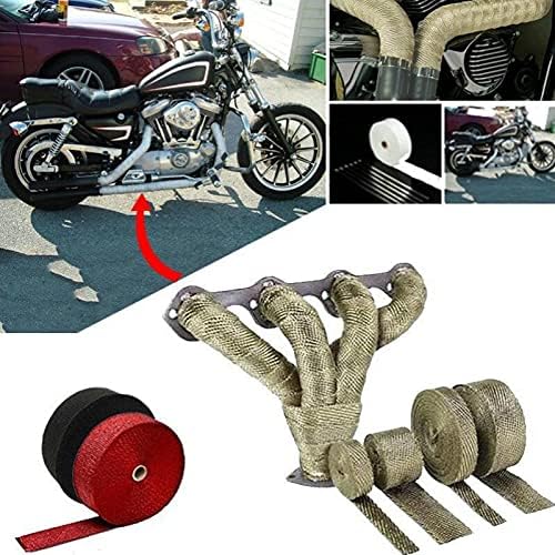 5m*2.5cm Motorcycle Exhaust Wrap Pipe Header Heat Wrap Turbo Heat Exhaust Thermal Wrap Tape Titanium with Stainless Steel Ties(Titanium)