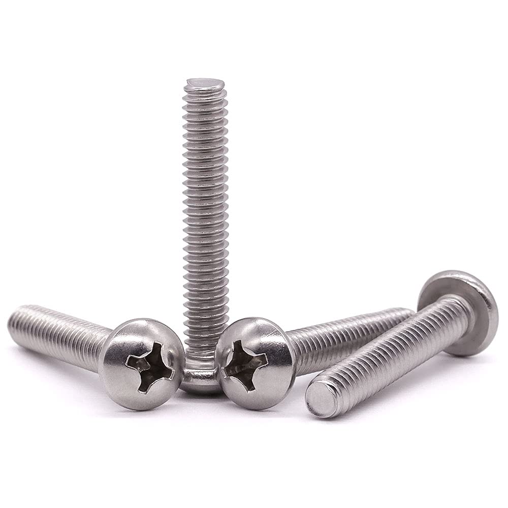 #6-32 x 1-1/4" Pan Head Machine Screw, Phillips Drive, 304 Stainless Steel 18-8, Bright Finish, Fully Machine Thread, 50 Pcs