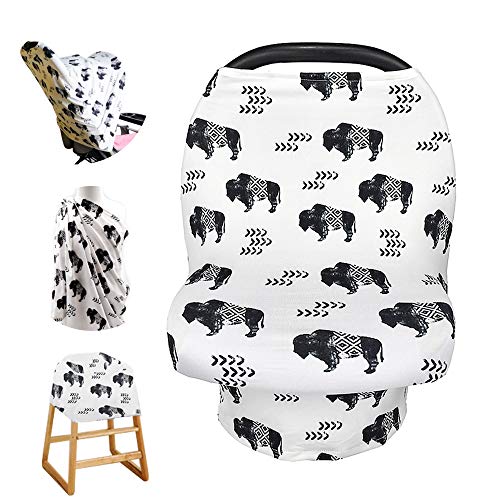 Image of Buffalo Car seat Canopy for Babies, Car Seat Cover for Boys Girls, CarSeat Canopies for Newborn, Multiuse - Nursing Breastfeeding Covers, Shopping Cart/High Chair/Stroller Covers, Soft Breathable