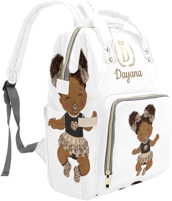 Lovely African Bbay Girl Diaper Bags with Name Waterproof Mummy Backpack Nappy Nursing Baby Bags Gifts Tote Bag for Women