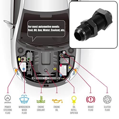 X AUTOHAUX Car Straight Bulkhead Fuel Fitting 8AN Male to Male Straight Bulkhead Flare Fitting Union Adapter Black by X AUTOHAUX - Image 3