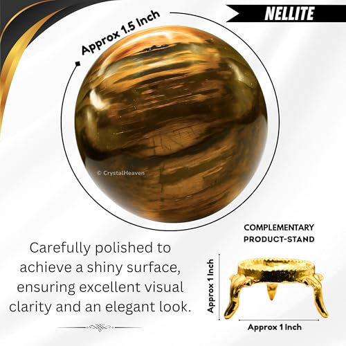 Image of Certified Nellite Crystal Ball for Meditation - Premium Crystal Vastu Items for Home and Feng Shui Items for Good Luck - Ideal for Pooja Supplies and Spiritual Practices (1.5 inch Inch)