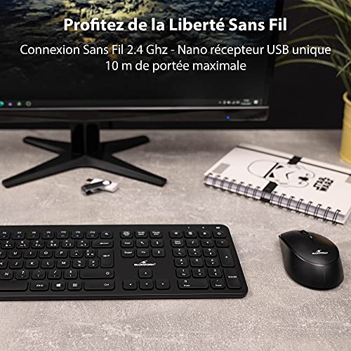 Bluestork - Tastiera E Mouse Wireless Easy Slim - Wireless - Silenzioso - Design Ultra Silm - Azerty Fr (Nero) - 5