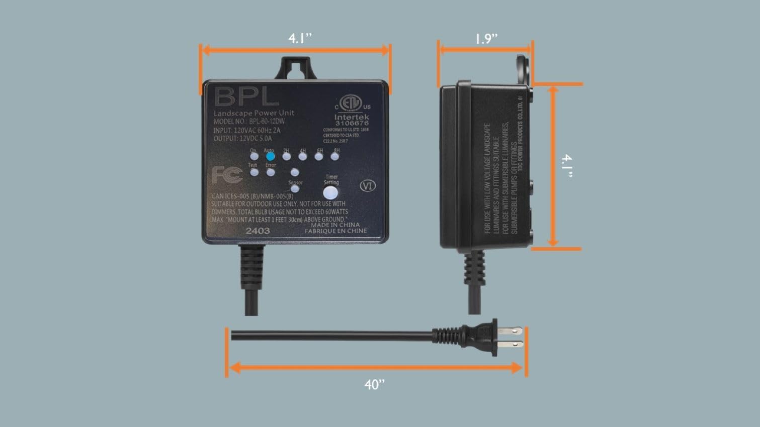 Best Pro 60W Low Voltage Transformer – With Timer & Photocell For LED Landscape Lighting, ETL Listed