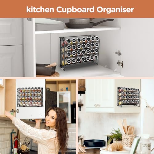 CHARMDI Spice rack,4 Tier Spice Rack Free Standing Spice Rack Organiser without Jars Metal Seasoning Rack for Kitchen, Countertop, Cupboard, Pantry, (Black) - Image 5