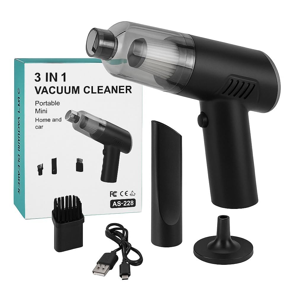 Lwenki Powerful 3-in-1 Vacuum Cleaner for Car & Home – Compact, Black Organizer Cordless, Wet & Dry, Blower Function,Rustic Mini & Portable for Sofa, Dust, and Deep Cleaning-image-15