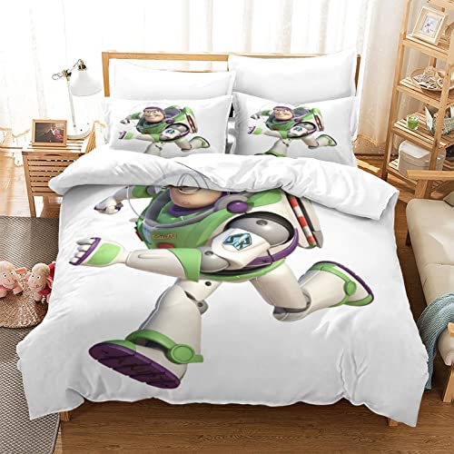 WYWQN Toy Story Juego Edredón Niños, Diseño De Papeles en el Cine Buzz Lightyear, Suave, De Fácil Cuidado, con Funda De Almohada, Microfibra,Queen(228x228cm)