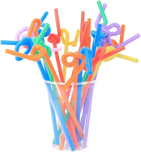 Miniatura 7 de 300 popotes flexibles y flexibles, desechables, de plástico, flexibles, flexibles, de 10.4 pulgadas de largo y 0.23 pulgadas de diámetro