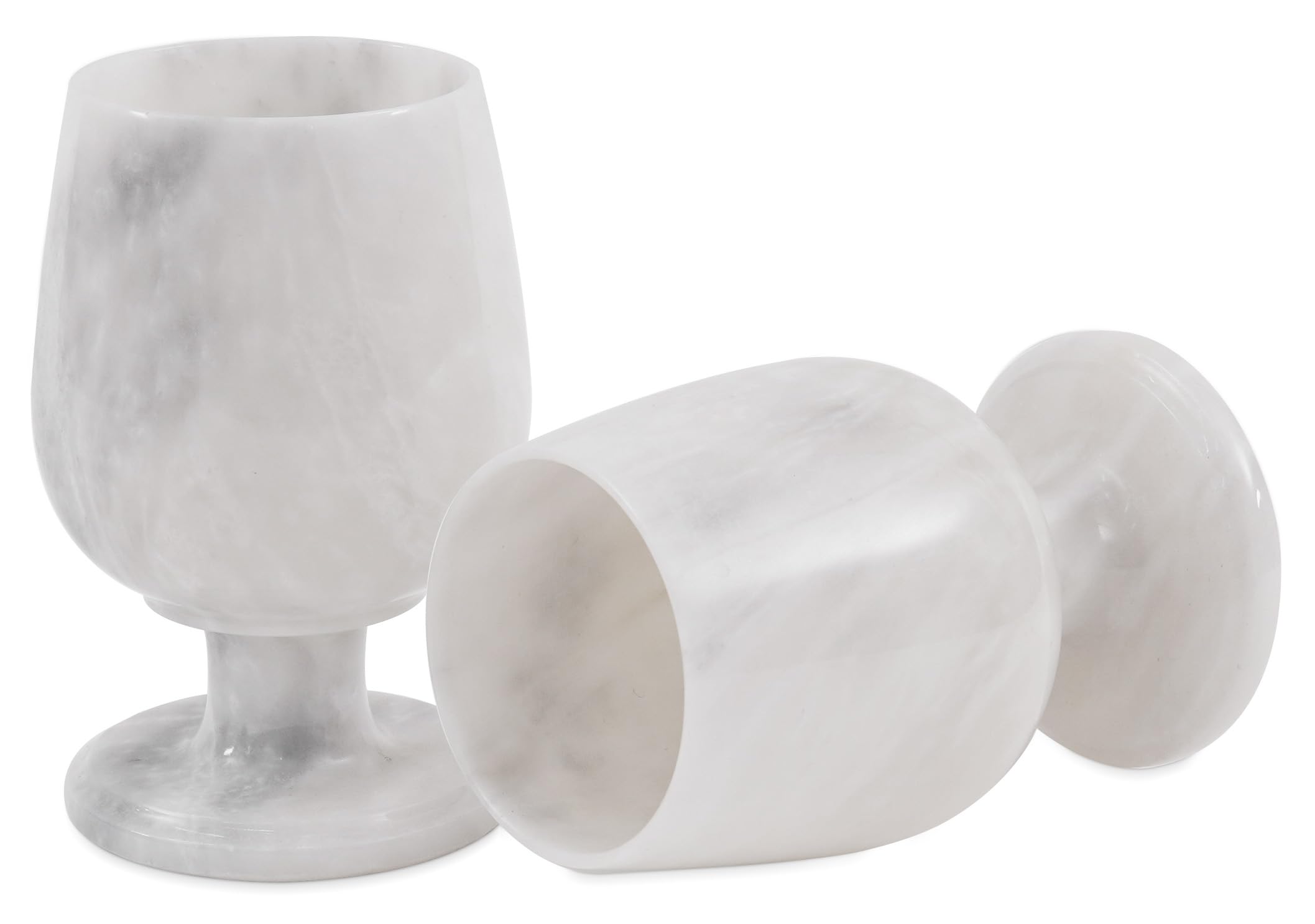 Radicaln Marble Wine Glasses Set of 2 Handmade White 5