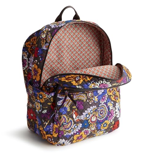 Image of Vera Bradley Women's Premium Cotton Large Bancroft Backpack, Colorful Bouquet, One Size