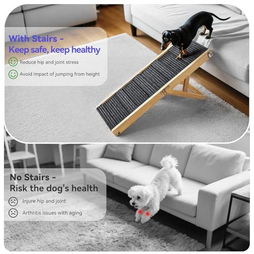 2025 Upgraded Dog Ramp for Couch, Foldable Small Dog Ramp for Low Bed, 4 Adjustable Height from 13'' to 21", Portable Stable Pet Steps with Non-Slip Pad, Pet Ramps Use for Sofa Couch Stairs - Image 3