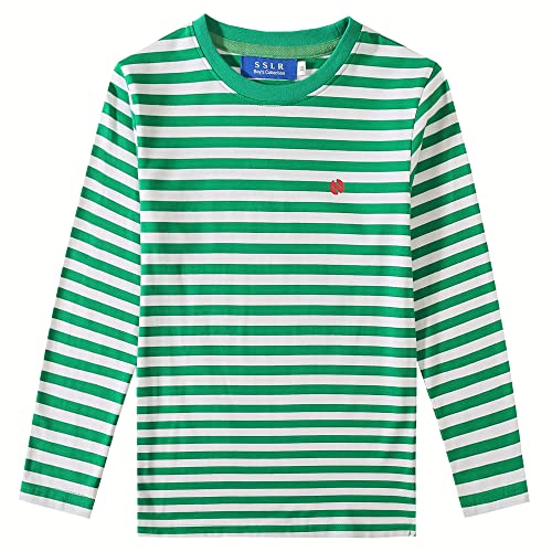 SSLR Big Boys Tshirts Crew Neck Casual Tee Long Sleeve Stripe T Shirts for Kids
