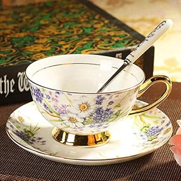 Generic Style E: Yefine Ceramic Afternoon Black Tea Cups and Saucers Bone Coffee Cup with Tray Porcelain Drinkware Set Bi