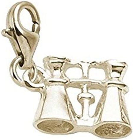 10k Yellow Gold Binoculars Charm With Lobster Claw Clasp, Charms for Bracelets and Necklaces