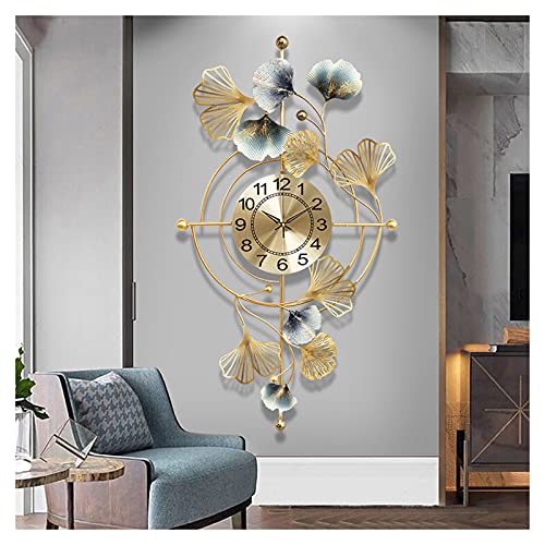 Horloge murale salon moderne ginkgo et grande montre quartz 3D
