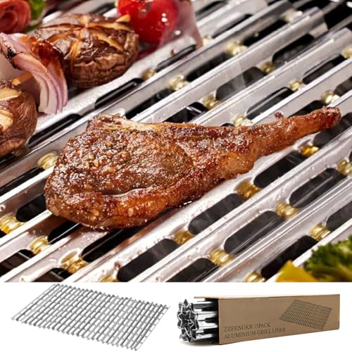 15 Pack BBQ Disposable Aluminum Liners 12 x 17.7 Disposable Grill Grates Vegetable and Meat Grill for Outdoor BBQ Grill Grilling Accessories