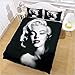 WZSZSA Set Copripiumino Marilyn Monroe 3D,Microfibra Set di Biancheria da Letto con Design Chiusura a Cerniera,3 Pezzi,con 2 federe e 1 Copripiumino 220x240cm