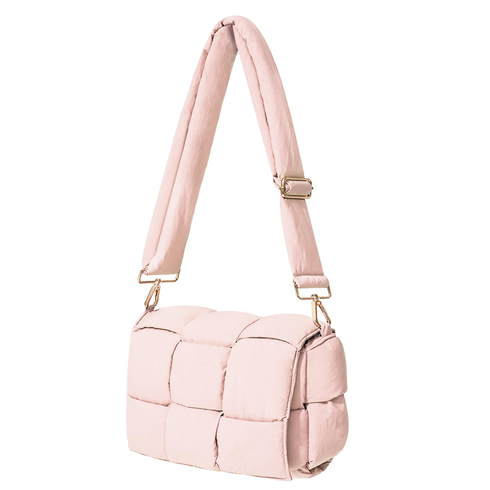 Shoulder Bag Lightweight Puffer Tote Crossbody Bag Handwoven for Women | waterproof nylon, durable, soft padded texture, versatile for travel, work, weekend, everyday, adjustable strap