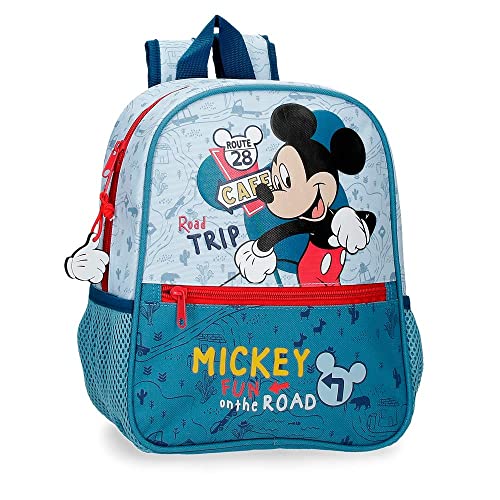 Disney Mickey Road Trip Mochila Guardería Azul 23X28X10 Cms Poliéster 6,44L
