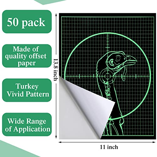Chitidr 50 Sheets 13.8 X 11'' Turkey Shooting Targets Self Adhesive Splatter Florescent Hunting Targets Highly Visible Archery Paper Targets For Shooting Range Practice Game Accessories #TOP1